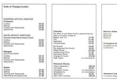 Price list for 1973