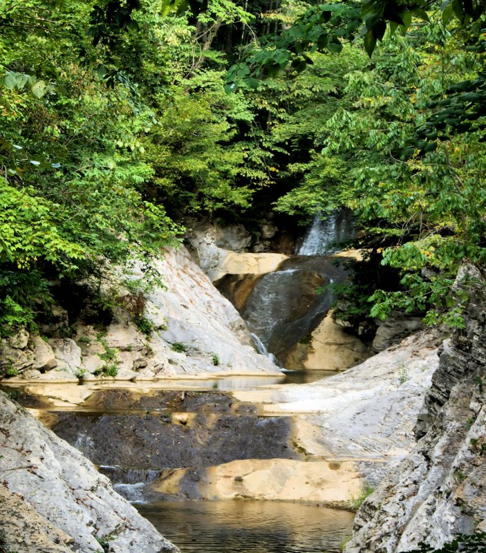 Falls At The end of the trail at Natural Bridge