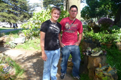 May 21, 2011. Chris, Corey in the Shoe Garden, Alamo Square, SF.JPG