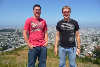 May 21, 2011. Chris, Corey on Twin Peaks. Market Street betw. them. San Francisco  (1).JPG