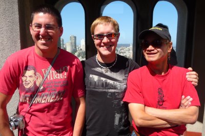 May 21, 2011. Chris, Corey, Bambi at top of Coit Tower, Telegraph Hill, San Francisco  (1).JPG