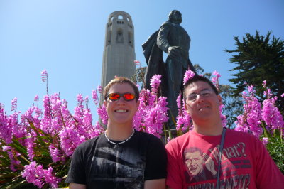May 21, 2011. Corey, Chris, Christopher Columbus and Coit Tower. Telegraph Hill, San Francisco  (2).JPG