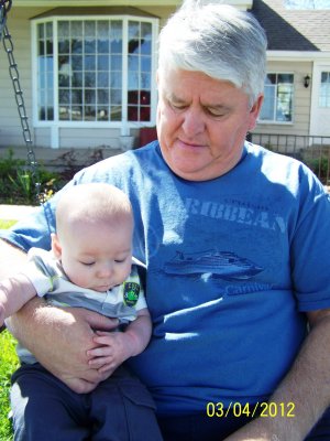 Connor & Pawpaw in the swing.  (Connor was not quite 4-1/2 months old.)