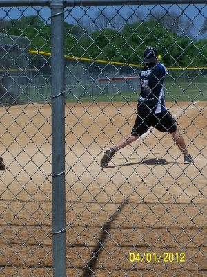 Chris' second game was on.  This was one of his times at bat.