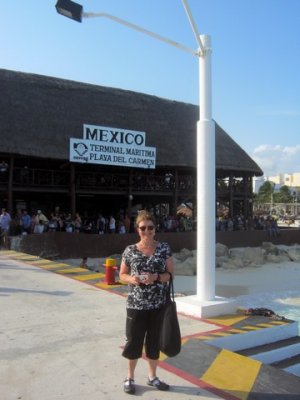 Sandy at the ferry terminal in Playa