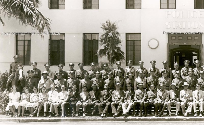 Late 1940s - employees and officers of the Miami Beach Police Department - left side of image