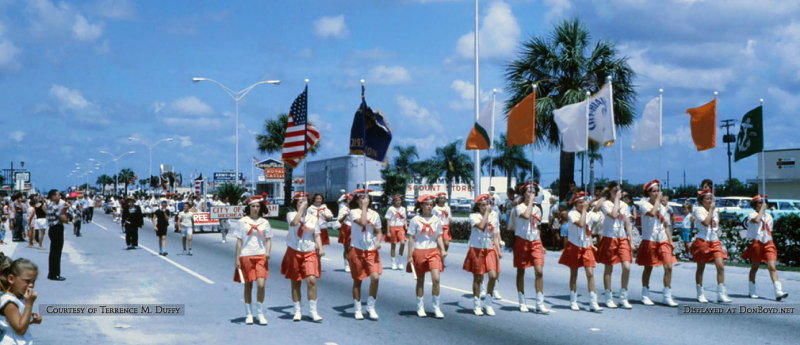 Late 1960s / early 1970s - a parade on Palm Springs Mile (W. 49th St.) in Hialeah with the Royal Castle visible in background