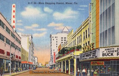 1941 - looking west on Flagler Street, downtown Miami