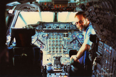 1985 - Don Boyd in the cockpit of a British Airways Concorde at Miami International Airport