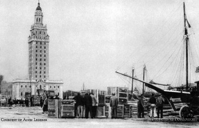 1927 - harbor dock at the Port of Miami with the Miami News Tower in the background