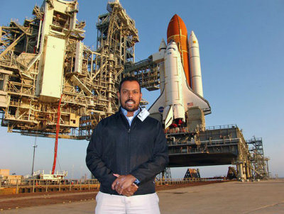 March 2011 - Suresh Atapattu during the payload transfer into the Space Shuttle Endeavor