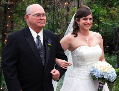 Crystal's dad Clyde Boyer escorting beautiful bride Crystal to the altar