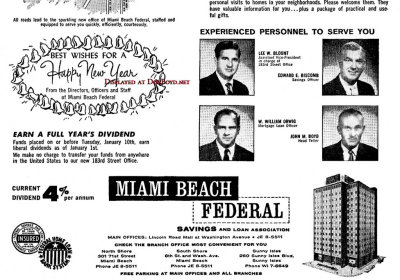 1960 - ad for Miami Beach Federal Savings & Loan Association's new Norwood branch opening
