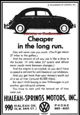 1966 - ad for Hialeah-Springs Motors, Hialeah's Volkswagen dealer