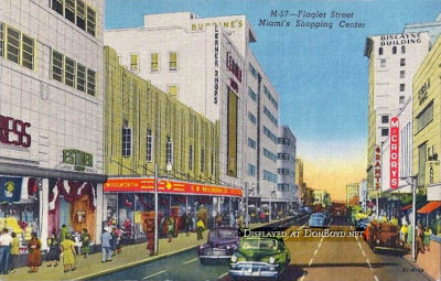 1950 - looking west on Flagler Street, Miami's Shopping Center  (see information below)