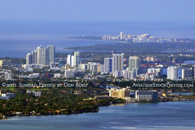 2011 - Miami Beach in the foreground with Fisher Island, Virginia Key and Key Biscayne in the backgroiund