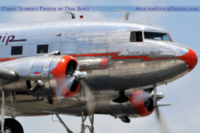 Flagship Detroit Foundation's restored AA DC-3-178 NC17334 on approach to MIA stock photo