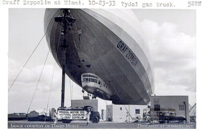 1933 - Germany's Graf Zeppelin with a Tydol gas truck at Naval Air Station Miami