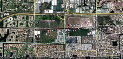 2011 - Google Earth view of the former Nike missile launch sites in NW Dade and SW Broward counties