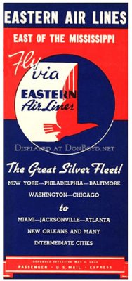 1950's - Eastern Air Lines timetable