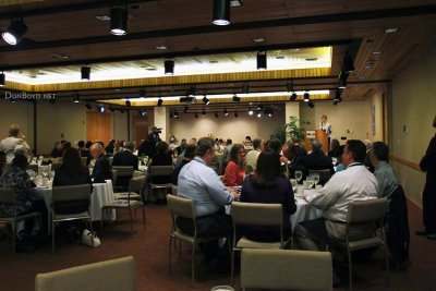 Attendees at the Richard H. Dick Judy Celebration of Life luncheon with Dickie K. Davis, MC, at the podium on the right