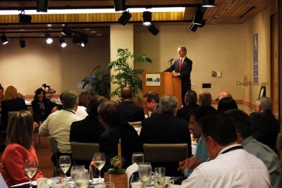 Retired Aviation Department Associate Director Peter Reaveley speaking at the Dick Judy Celebration of Life luncheon