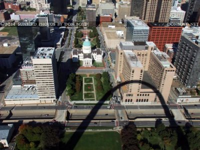2011 - a view of the old county courthouse and downtown St. Louis from the top of the Gateway Arch