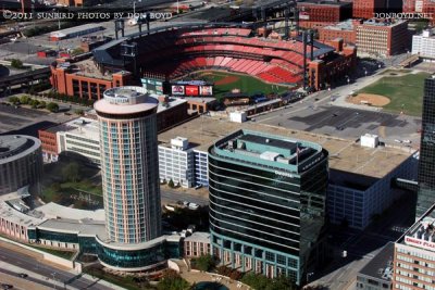 2011 - the Millenium Hotel and Busch Stadium as viewed from the top of the Gateway Arch