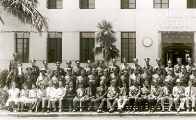 Late 1940's - employees and officers of the Miami Beach Police Department - left side of image