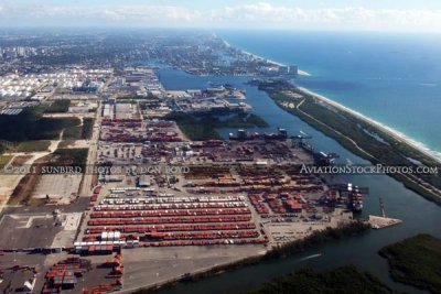 Aerial view of Port Everglades and John U. Lloyd State Park on the barrier island