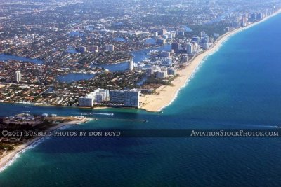 Aerial view of Port Everglades Inlet and Ft. Lauderdale beach