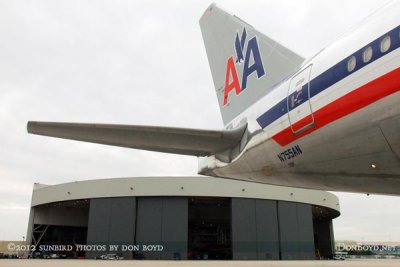 2012 MIA Airfield Tour - former National Airlines hangar and tail of American Airlines B777-223/ER N755AN