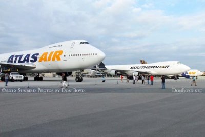 2012 MIA Airfield Tour - bus #2 tour group photographing 3 B747 freighters at the Northeast Base at MIA