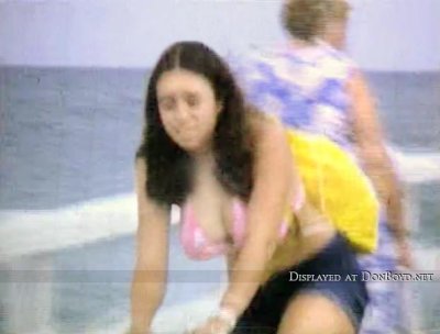 Summer 1970 - an unidentified lady bicyclist at Haulover Pier from an old film by Andy Browne