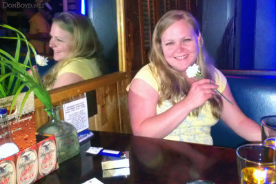 March 2012 - Karen drinking beers with her dad at Bryson's Irish Pub while on vacation from Colorado