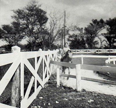 1964 - David Booth riding a pony at Dressel's Dairy on Milam Dairy Road west of the airport