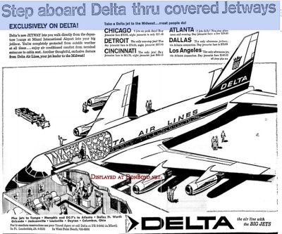 1962 - advertisement for Delta Air Lines' new Jetways at Miami International Airport