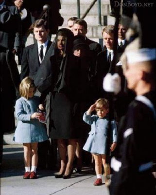 JFK's funeral with his son John Jr. saluting his coffin before it was transported to Arlington National Cemetery for burial