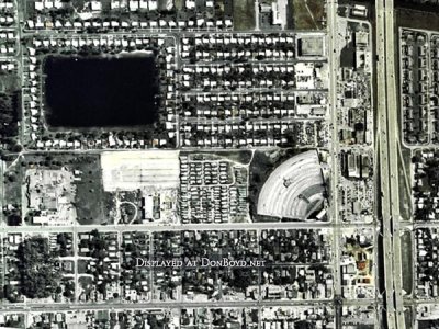 1969 - aerial view of the Miami Drive-In Theatre on NW 7th Avenue and 81st Street, Miami