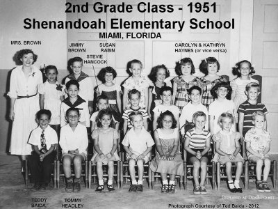 1951 - a 2nd grade class at Shenandoah Elementary in Miami 