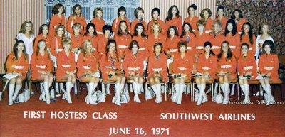 1971 - the first Southwest Airlines Hostess Class graduates in their hot new uniforms
