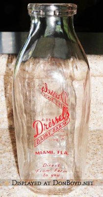 1950's - Dressel's Dairy Farm quart milk bottle