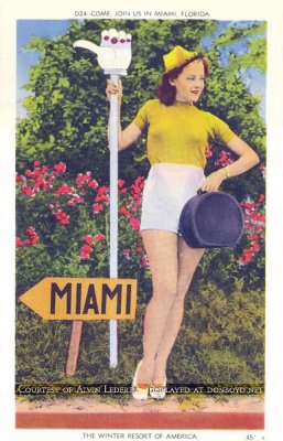 1940 - postcard promoting Miami - Come join us in Miami, Florida, the winter resort of America