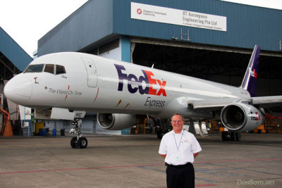 June 2012 - Russ Martin with a FedEx B757 converted package freighter in Singapore