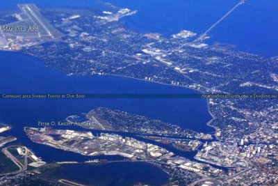 2012 - aerial view of Peter O. Knight Airport in relation to MacDill AFB with a 5.6 mile difference in runway thresholds