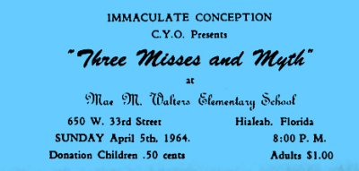 1964 - admission ticket for Three Misses and Myth 