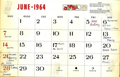 Mike Murnane's June 1964 calendar