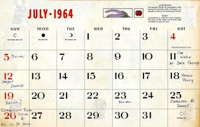 Mike Murnane's July 1964 calendar