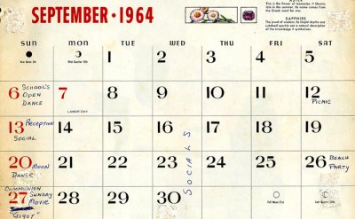 Mike Murnane's September 1964 calendar