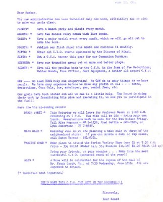 June 10, 1964 - Board letter to C.Y.O. members about changes 